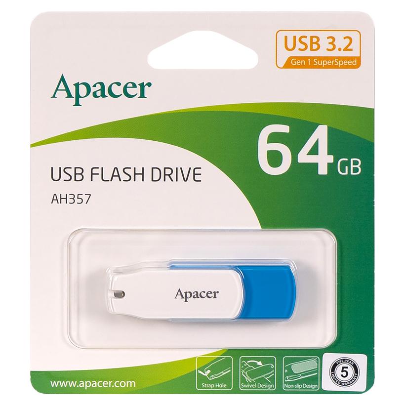Apacer AH357 USB 64GB 3.2 Ocean Blue Flashdrive (6928966877269)