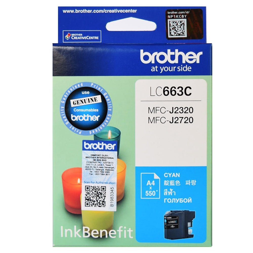 Brother LC663 Cyan Genuine Ink Cartridge (6927621062741)