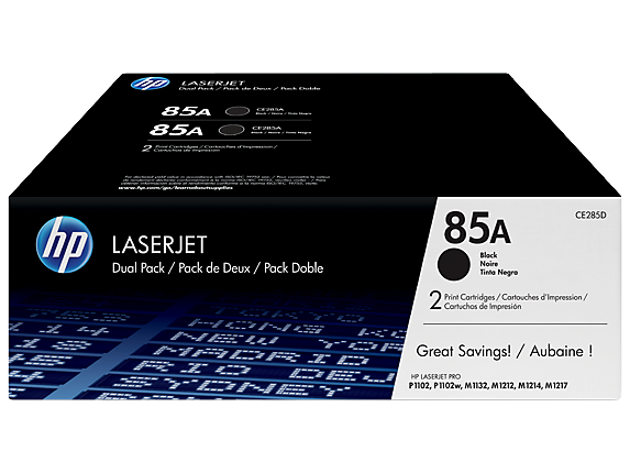 HP 85A 2-pack Black Original LaserJet Toner Cartridges (CE285AD) (4784469901397)