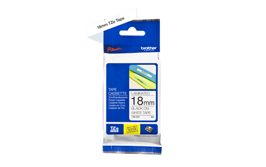 Genuine Brother TZe-241 Labelling Tape Cassette – Black on White, 18mm wide (4785181392981)